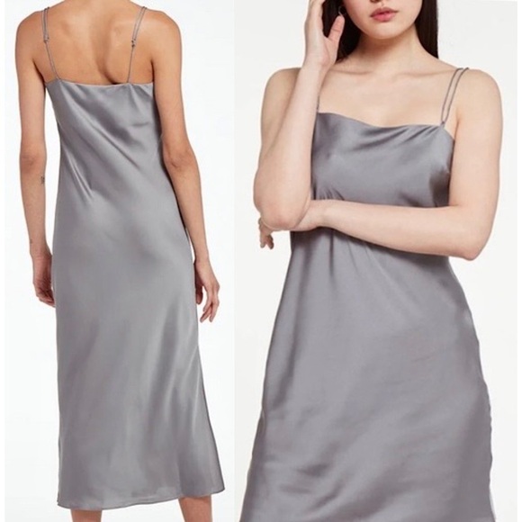 NWT APPARIS 90s Square Neck Recycled Vegan Silk Satin Bias Cut Slip Dress XL - Picture 8 of 11